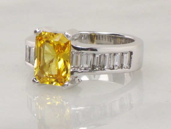 Vintage GIA Certified Natural Yellow Sapphire Rin… - image 4