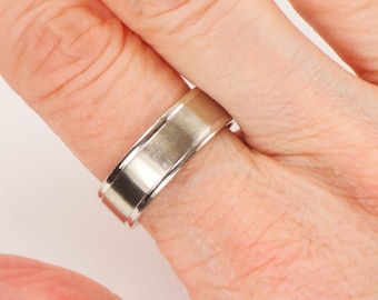 Vintage 14k White Gold Wedding Band 6.7 MM Wedding Ring Size 8