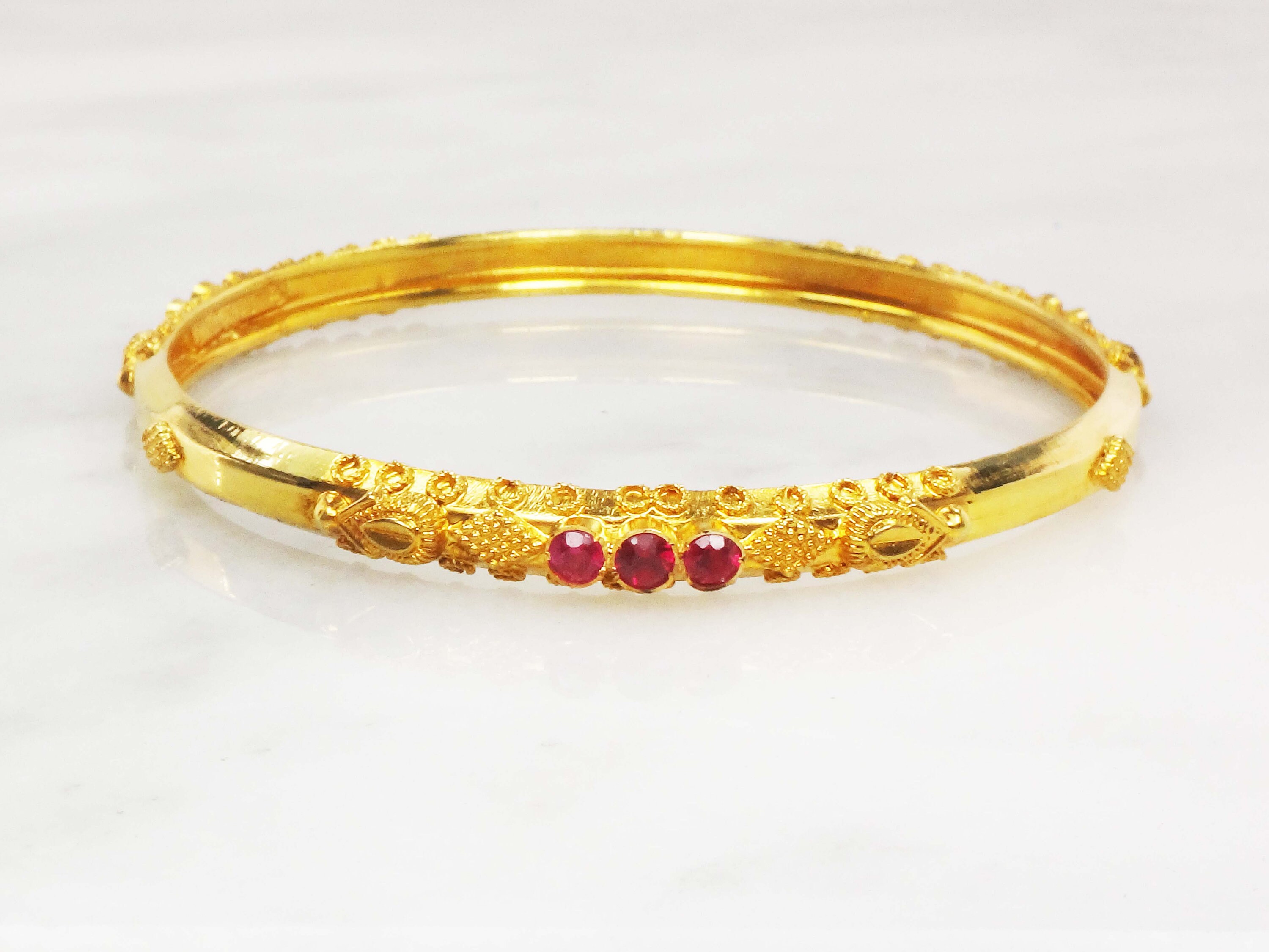 Vintage 22k Gold Ruby Bangle Slip on Bangle Bracelet Solid 22k Etsy