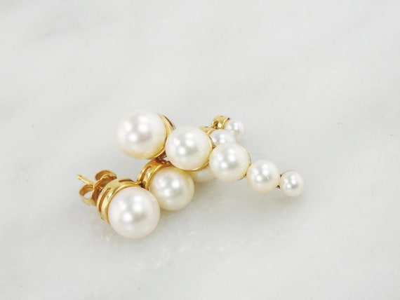 Vintage 14k Gold Pearl Earrings Yellow Gold Japan… - image 5
