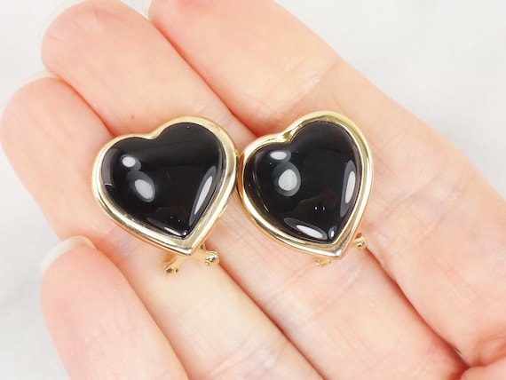 Vintage 14k Black Onyx Earrings Gold Earrings Blac