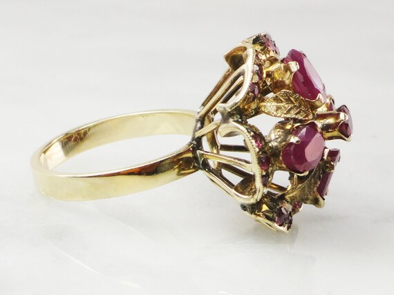 Vintage 14k Yellow Gold Natural Ruby Ring with Re… - image 5