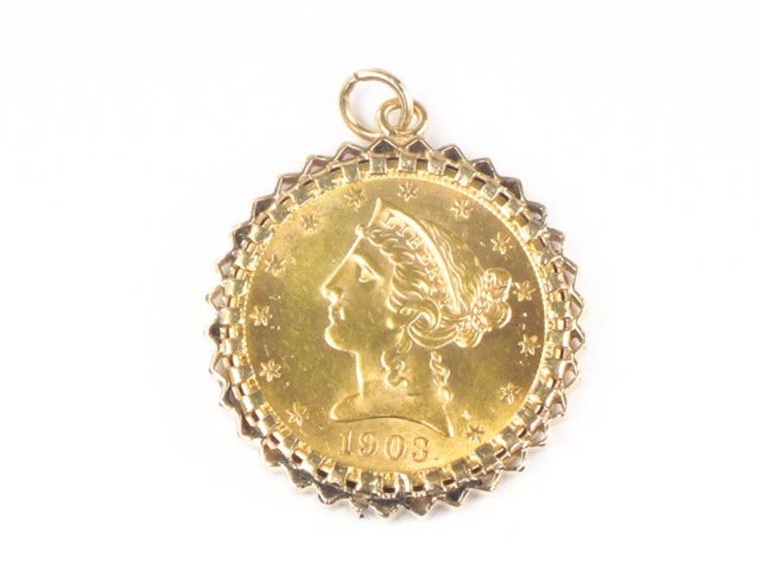 Genuine 1903 5 Dollar Gold Liberty Head Coin Pendant American - Etsy