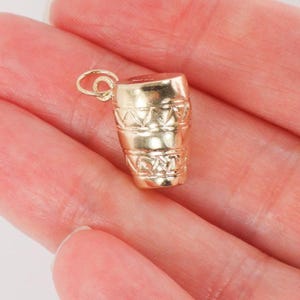 Vintage 14k Gold Bongo Drum Charm, Yellow Gold Musical Instrument Pendant