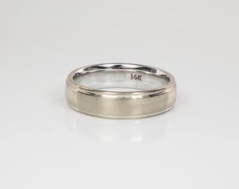 Vintage 14k White Gold Wedding Band 5 MM Wedding Ring Size 7