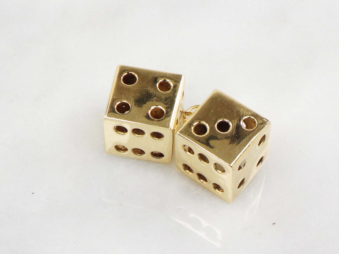 Vintage 14k Gold Dice Charm 14k Gold Charm Vintage Large Pair Etsy