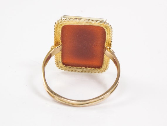 Vintage 14k Yellow Gold Hardstone Cameo Ring Carv… - image 5