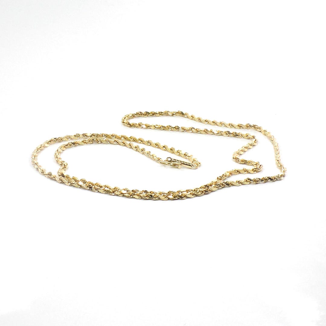 Gold Cutter Rope Vintage 14k Yellow Gold Diamond Cut Rope Chain 24