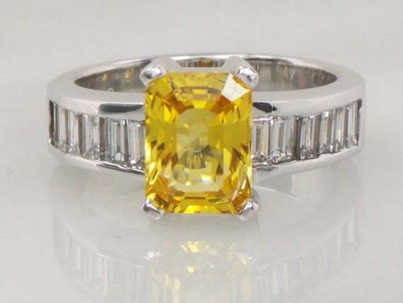 Vintage GIA Certified Natural Yellow Sapphire Rin… - image 2