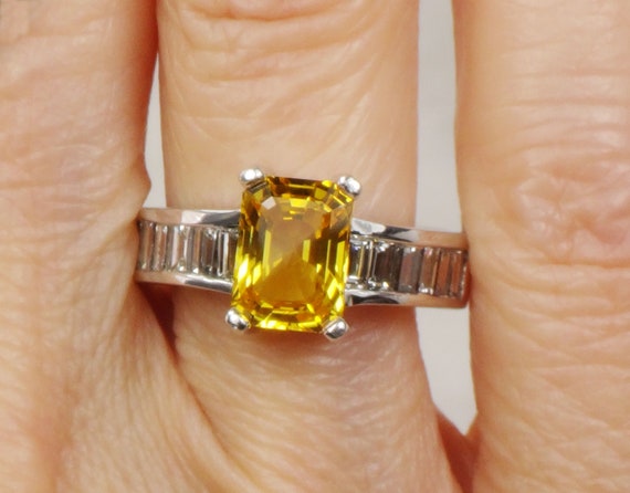 Vintage GIA Certified Natural Yellow Sapphire Rin… - image 6