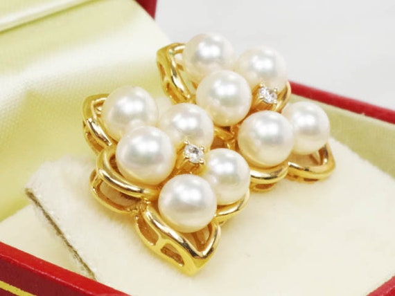 Vintage Large 14k Yellow Gold Cultured Pearl and … - image 4