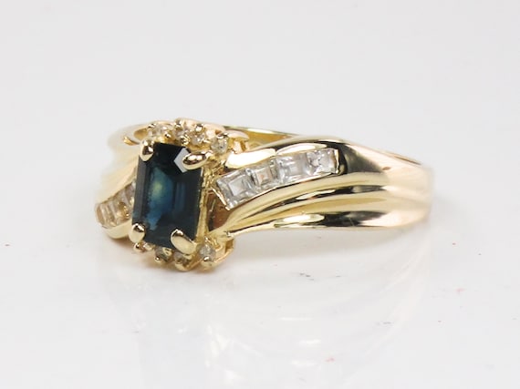 Vintage 14k Yellow Gold Natural Blue Sapphire and… - image 4
