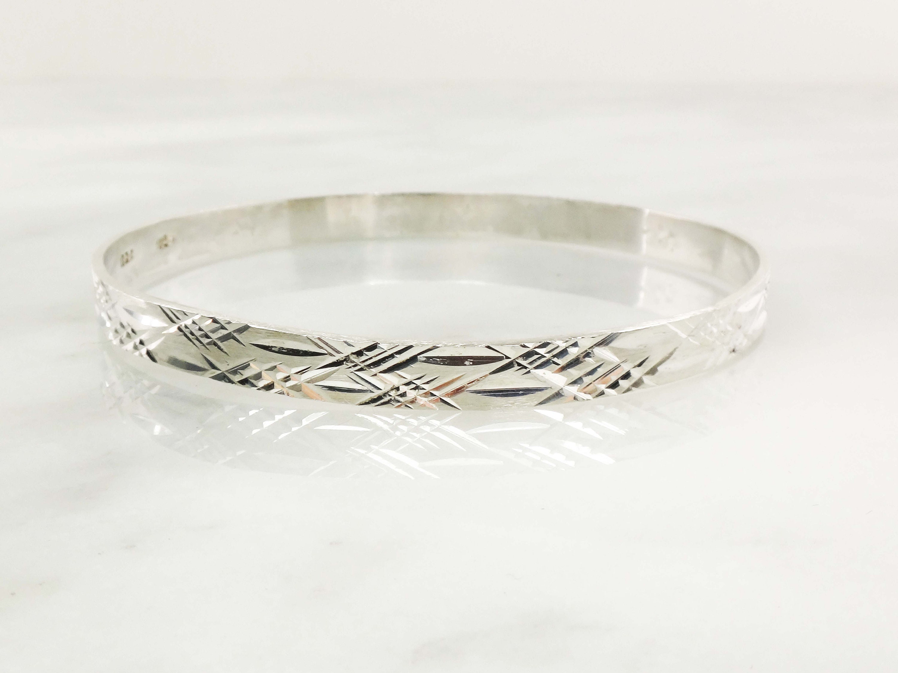 Vintage Mexico Silver Dome Shaped Bangle Bracelet, Mexican