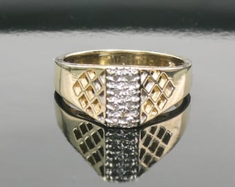 Vintage 14k Yellow Gold Natural Diamond Pierced Band Ring Size 5.75