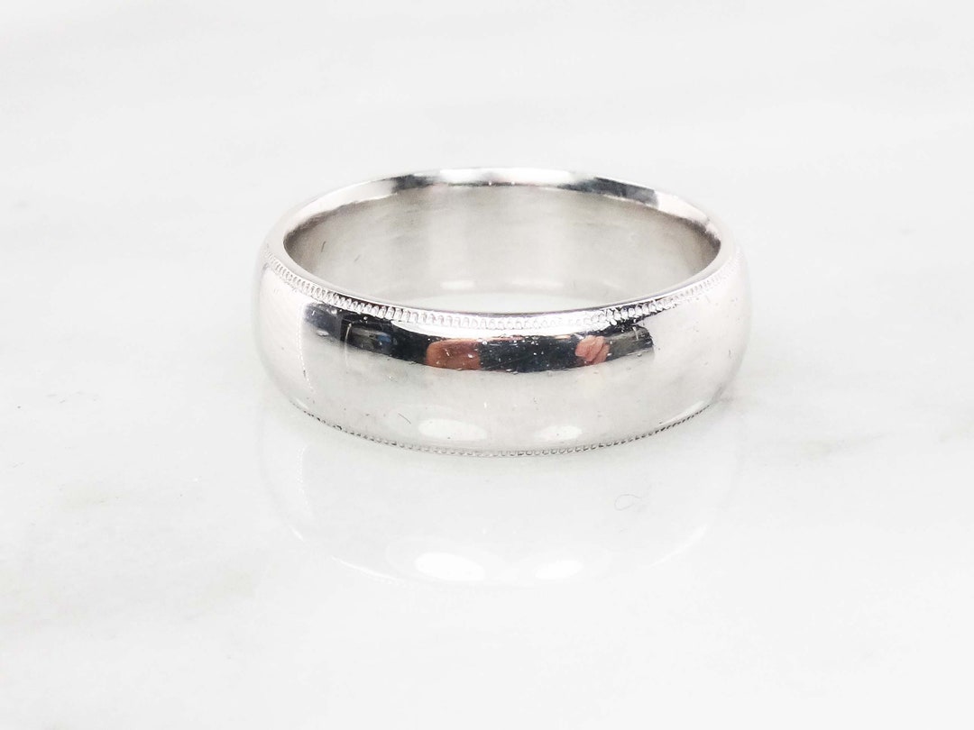 Vintage Plain Platinum Wedding Band Heavy Platinum Men's Etsy