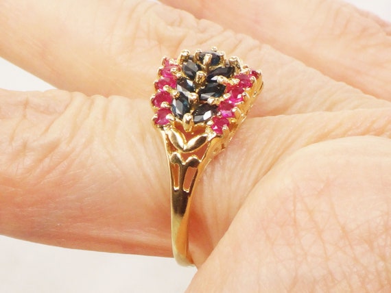 14k Gold Natural Sapphire and Ruby Ring Vintage R… - image 7