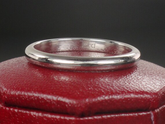 Vintage Thin Platinum Wedding Band 2.2 MM Plain P… - image 5