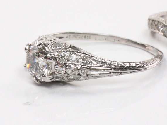 Vintage Platinum Natural Diamond Engagement Ring … - image 5