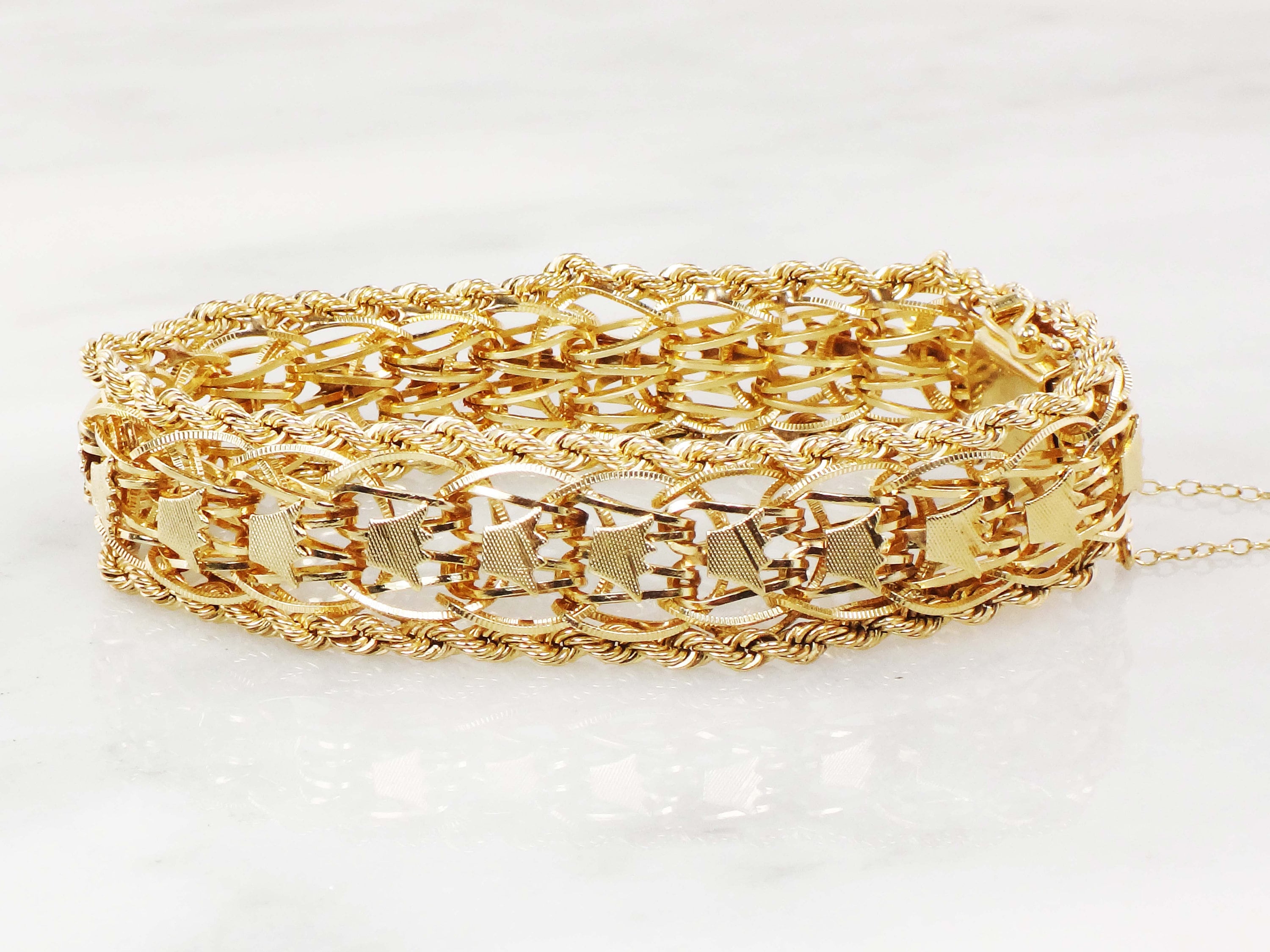 Vintage 14k Yellow Gold Charm Bracelet With Crown Design