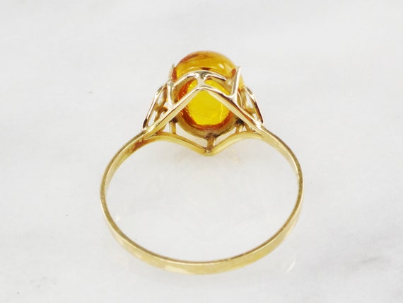 Vintage 14k Gold Amber Ring Handmade Amber Ring H… - image 6