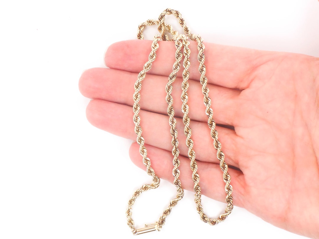 Vintage 14k Yellow Gold Rope Chain Heavy Solid Gold Rope Chain Etsy