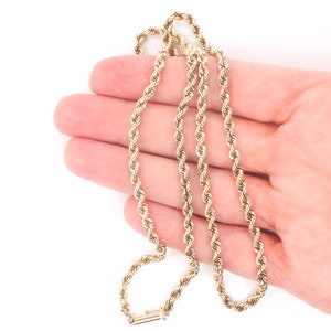 Vintage Solid 14k Yellow Gold Rope Chain 20 1/2&quot;