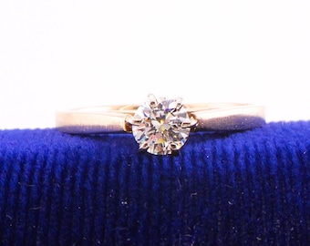Vintage .35 Carat Diamond Solitaire Engagement Ring, 14k Yellow Gold, Size 6.75