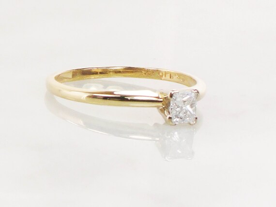 Vintage 14k Princess Cut Natural Diamond Engageme… - image 4