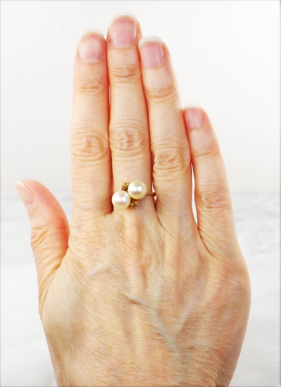 Vintage Mikimoto 14k Yellow Gold Pearl Ring 7.5 M… - image 10