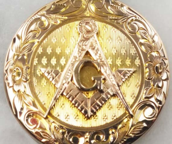 Vintage Masonic 10k Gold Locket Pendant Antique E… - image 7