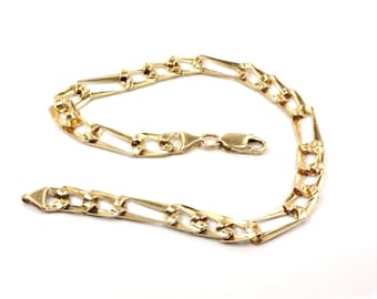 Vintage 14k Gold Fancy Figaro Link Bracelet: Men's 8 3/8"