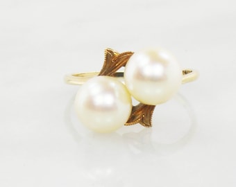 Vintage Mikimoto Pearl Ring – 14k Yellow Gold Crossover, 7.5 MM