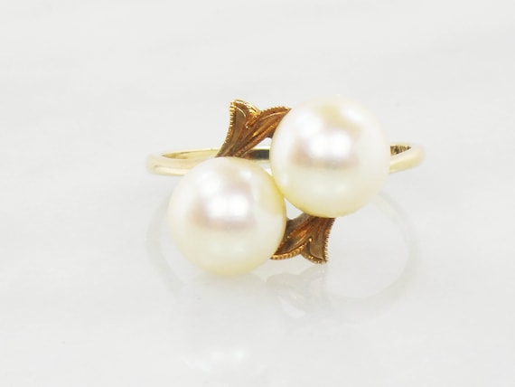 Vintage Mikimoto 14k Yellow Gold Pearl Ring 7.5 M… - image 1