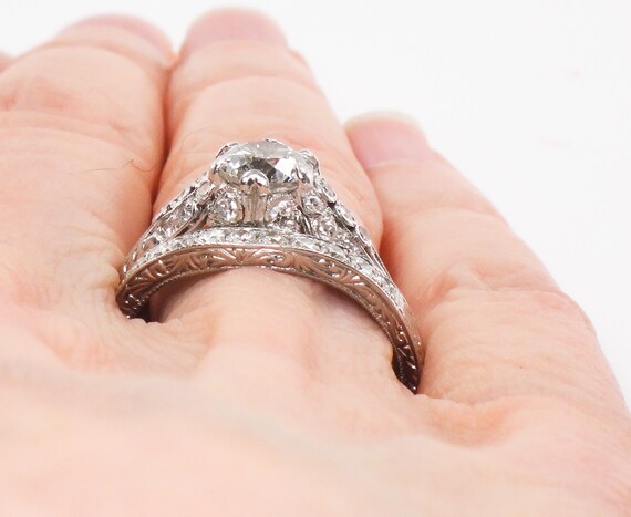 Vintage Platinum Natural Diamond Engagement Ring … - image 8