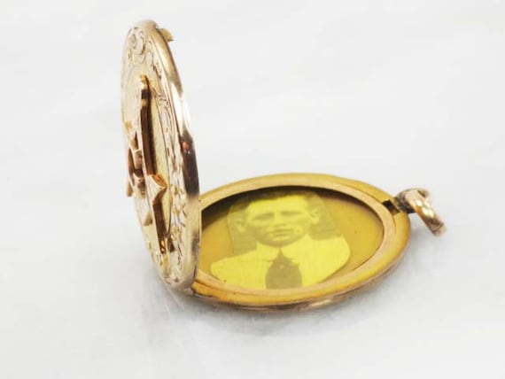 Vintage Masonic 10k Gold Locket Pendant Antique E… - image 10