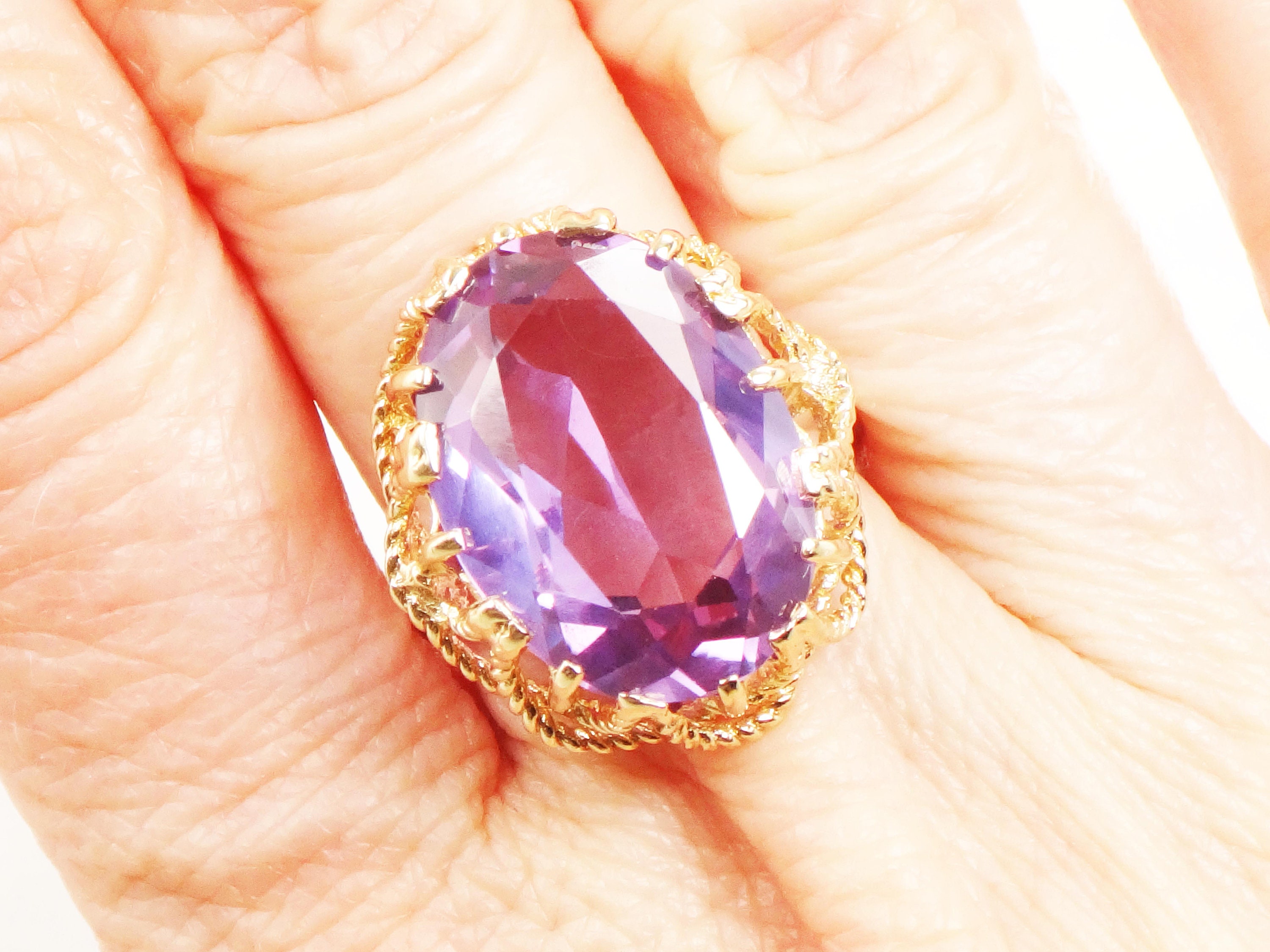 Vintage 14k Purple Sapphire Ring Purple Stone Ring Yellow Gold | Etsy