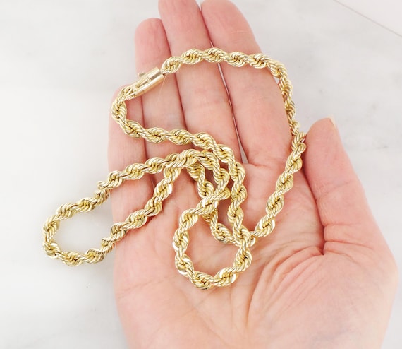 Cadena de oro vintage de cuerda de oro pesado de 14k Etsy México