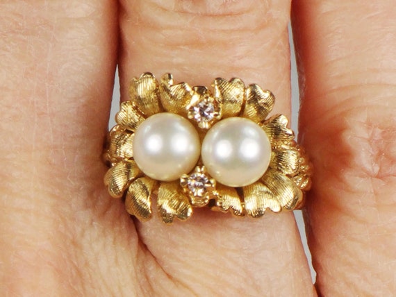 Vintage 14k Pearl Ring Yellow Gold Pearl Ring Pear