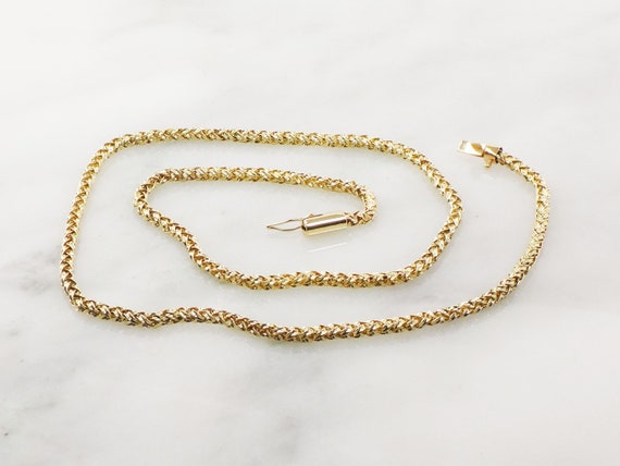 Vintage 14k Woven Gold Necklace Round Woven Chain… - image 1