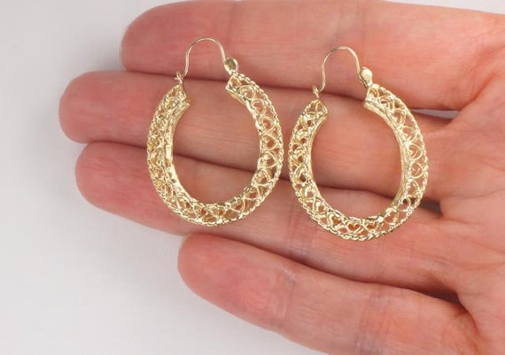 Leslie's Sterling Silver Polished and Textured Fancy Hoop Earrings QLE435 -  Churchwell's Jewelers