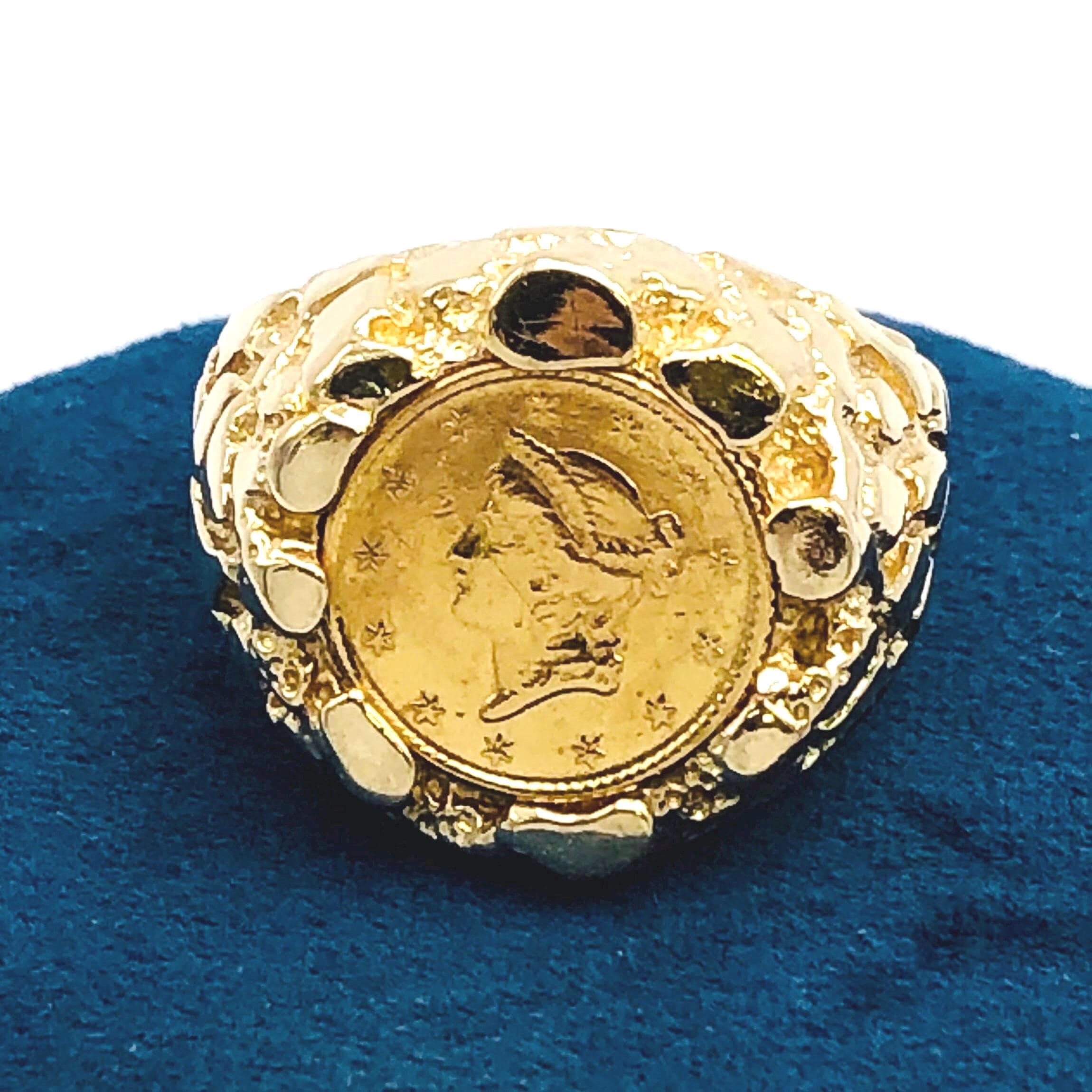 Gold Nugget Coin Ring