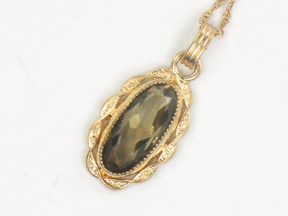 Vintage Gold Filled Smoky Quartz Necklace Brown O… - image 8