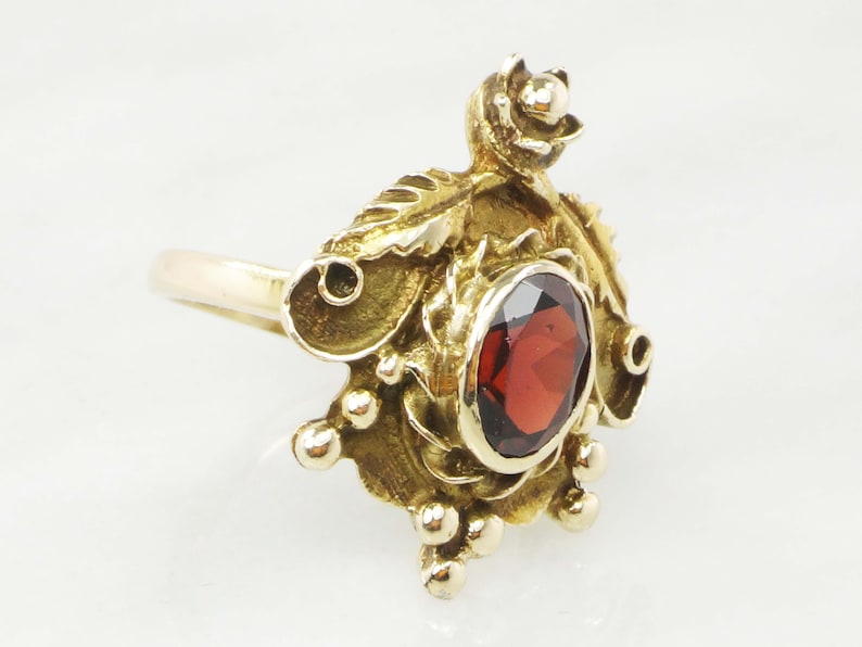 Vintage Garnet Ring 14k Yellow Gold Antique Garnet Ring | Etsy