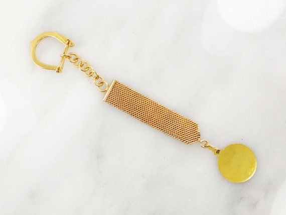 Vintage 18k Woven Gold Key Chain with Religious M… - image 8