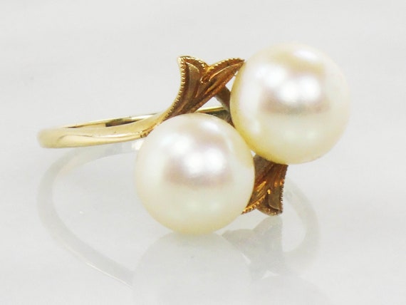 Vintage Mikimoto 14k Yellow Gold Pearl Ring 7.5 M… - image 2