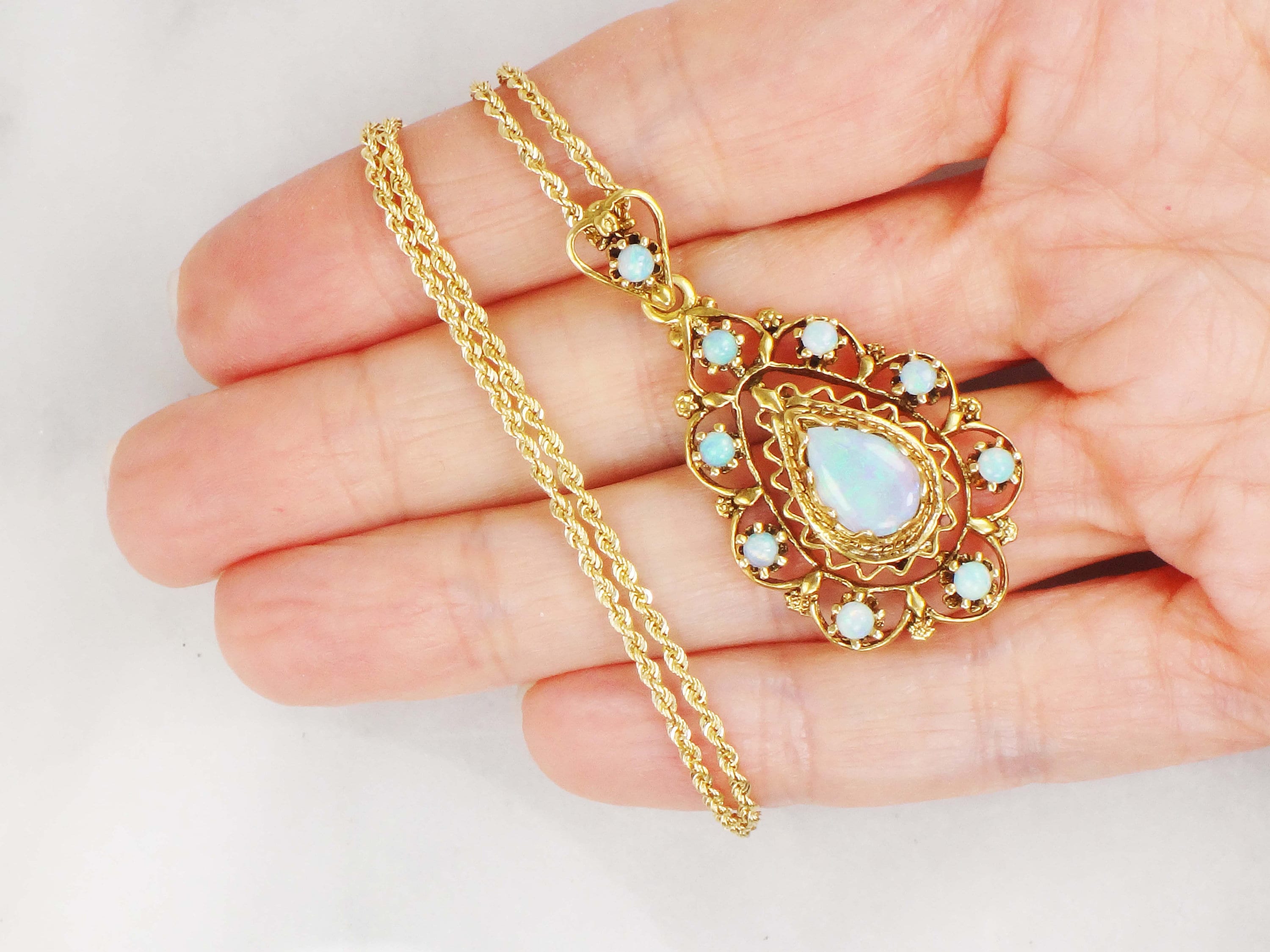 Buy Vintage Opal Pendant Necklace Floating Opals Floating Like a Miniature  Snow Globe Sterling Silver Online in India - Etsy