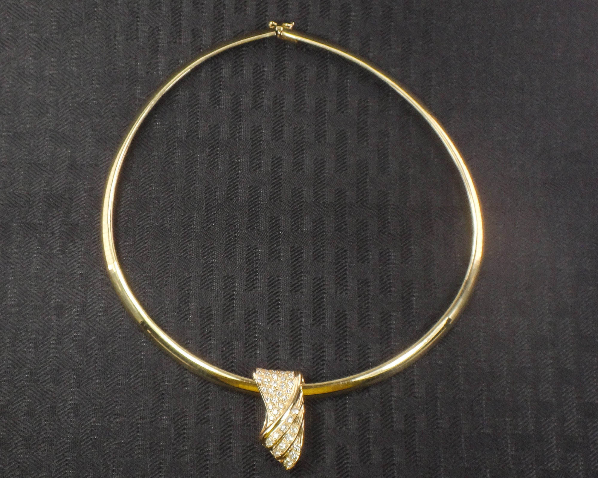 Vintage Large 14k Yellow Gold Natural Diamond Slide Omega Necklace Omega Chain Choker Diamond Pendant 1.75 Carats TDW 16 Etsy