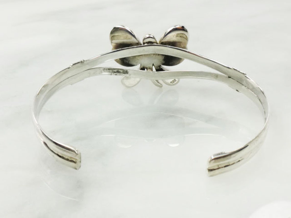 Vintage Sterling Silver Butterfly Cuff Bracelet Blue Mother Etsy