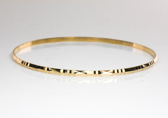 Vintage 18k Gold Bangle Bracelet Small Slip On Ba… - image 1