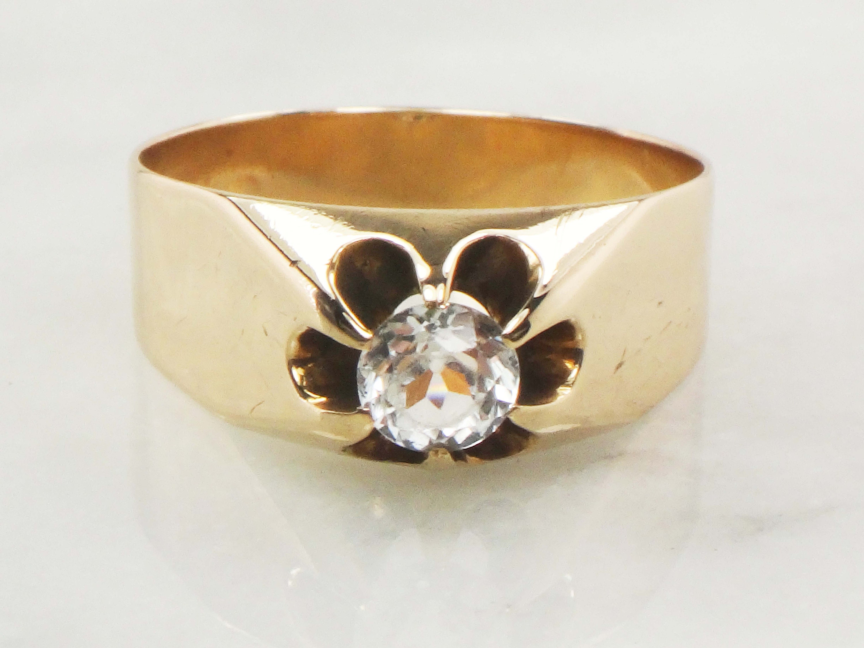 Antique 10k Gold Mens Ring Claw Set White Topaz Ring Old Mine - Etsy